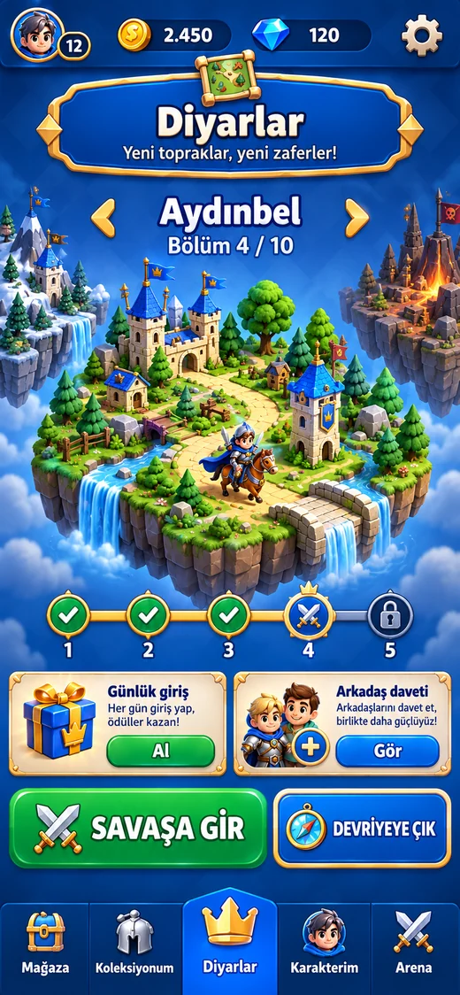 Royal Defense diyar seçimi tasarımı